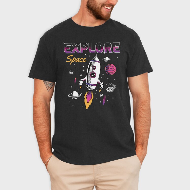 Space Explorer Rocket Ship, Tricou Barbati (Unisex)