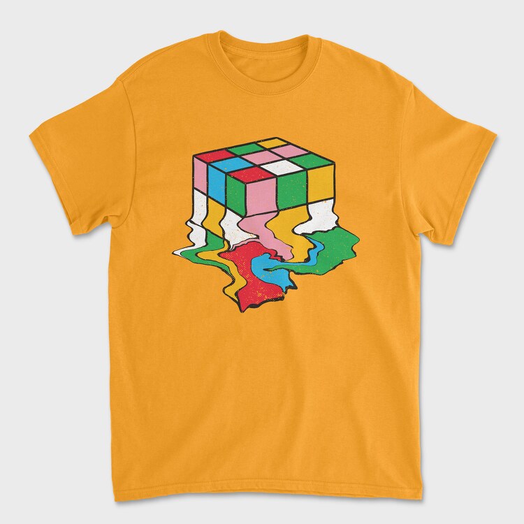 Tricou Barbati (Unisex), Melting Rubiks Cube