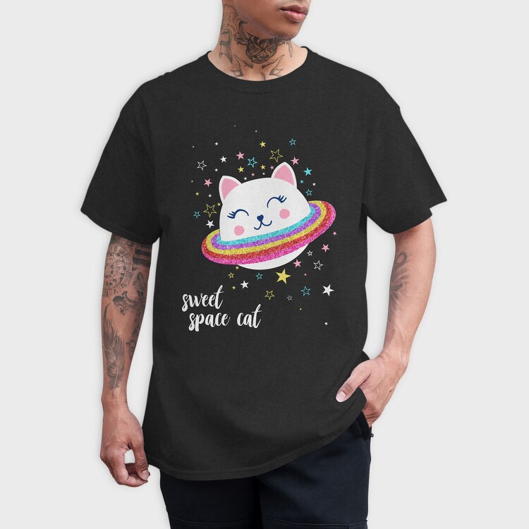 Space Kitty Vibes, Tricou Barbati (Unisex)