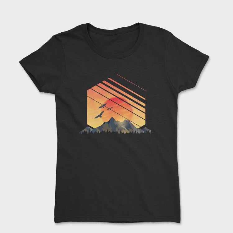 Tricou Femei, Geometric Sunset