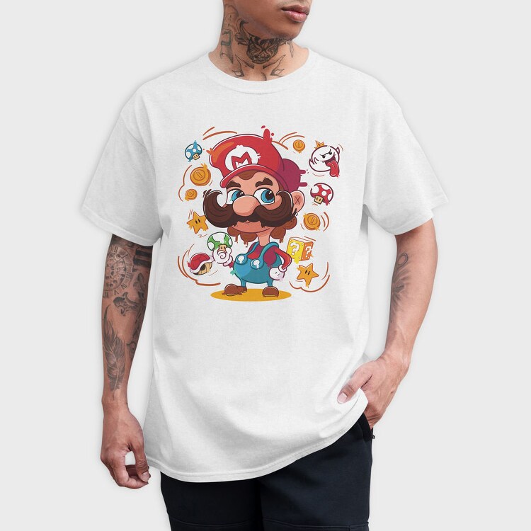 Mario Mustache Madness, Tricou Barbati (Unisex)