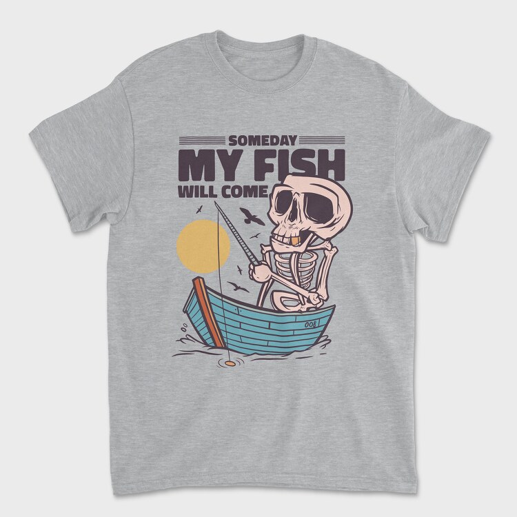 Skeleton Fishing, Tricou Barbati (Unisex)