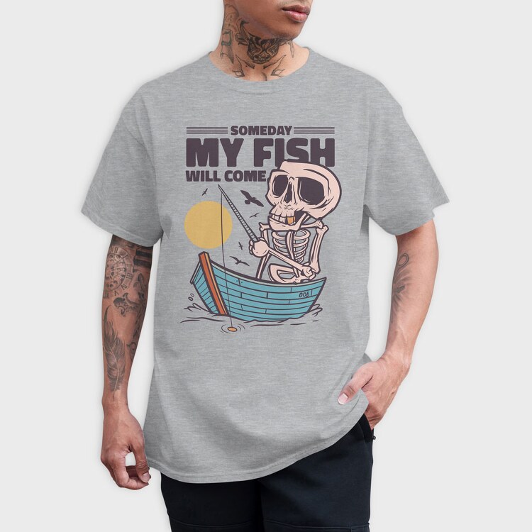 Skeleton Fishing, Tricou Barbati (Unisex)