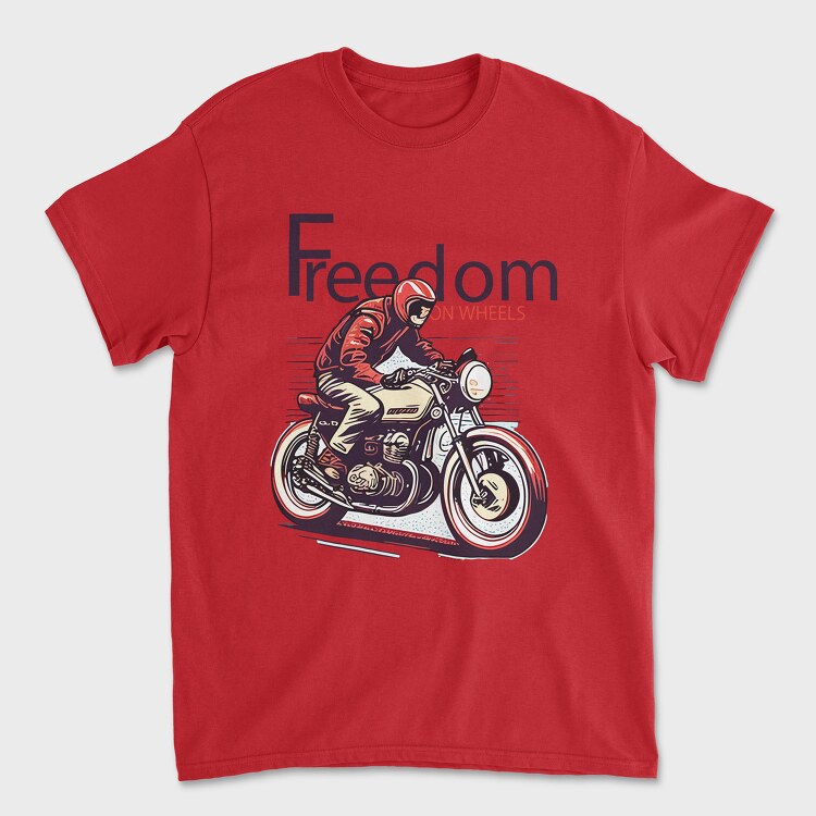 Freedom on Wheels Motorcycle Retro, Tricou Barbati (Unisex)