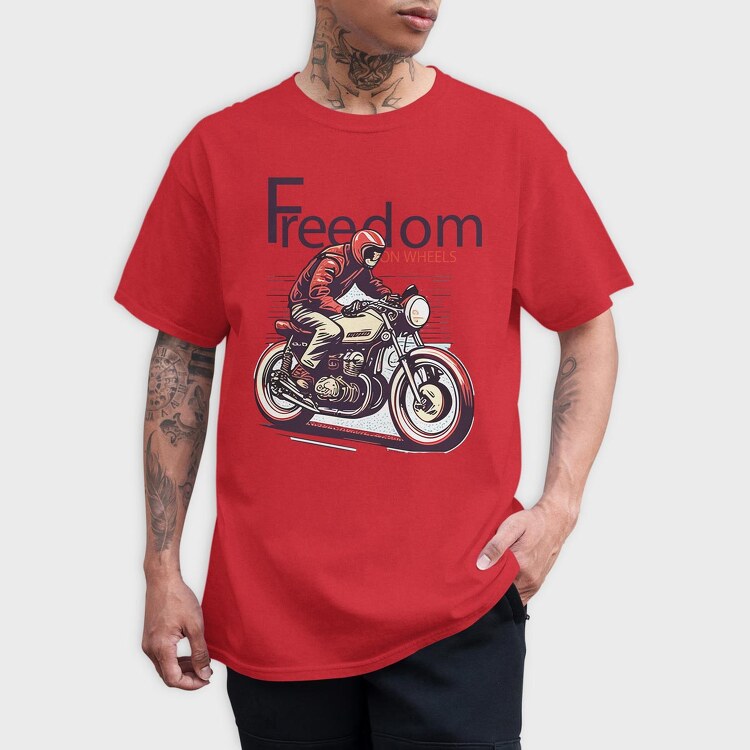 Freedom on Wheels Motorcycle Retro, Tricou Barbati (Unisex)