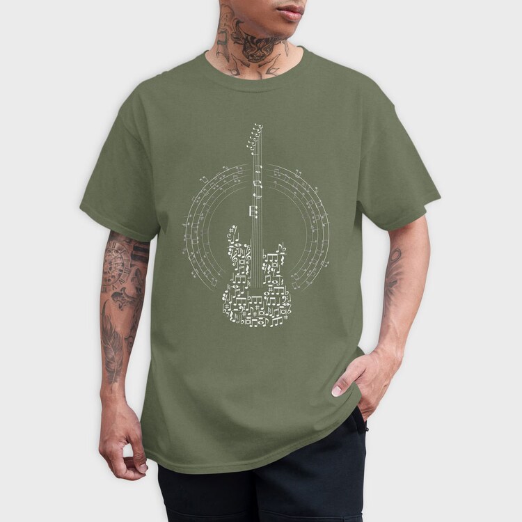 Guitar Made Out of Music Notes, Tricou Barbati (Unisex)