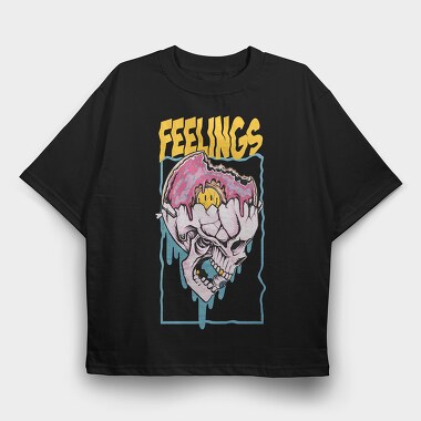 Donut Skull Feelings, Tricou Oversize Barbati (Unisex)