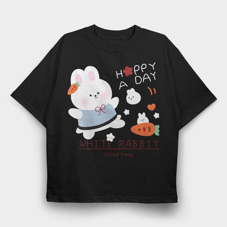 Happy Rabbit Carrot, Tricou Oversize Barbati (Unisex)