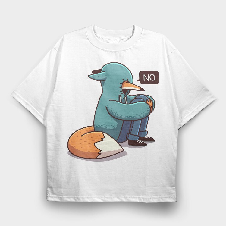 No Duck Fox, Tricou Oversize Barbati (Unisex)