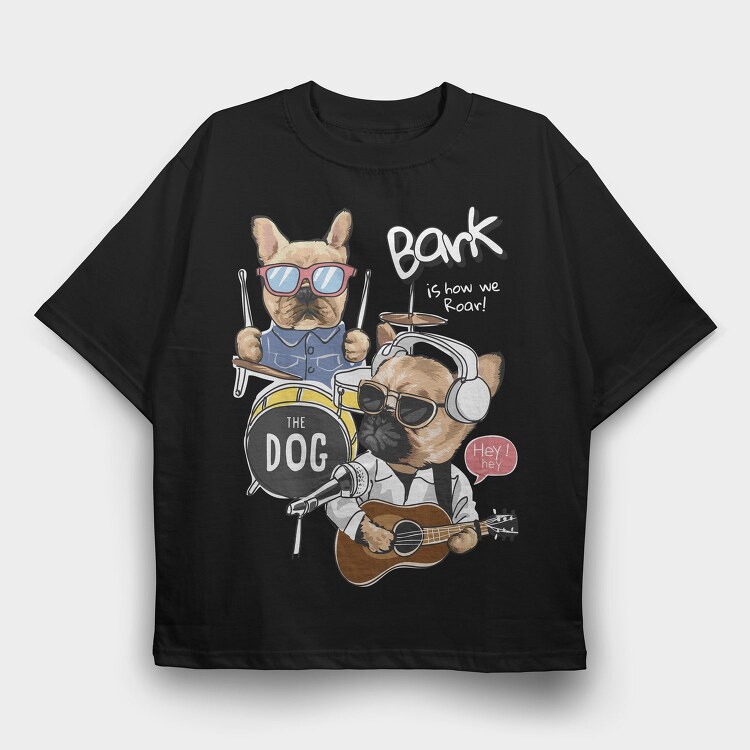 Rockin Pup Band Tee, Tricou Oversize Barbati (Unisex)