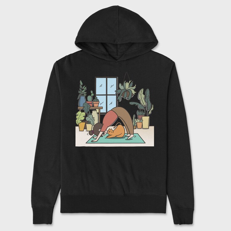 Yoga Cat Zen Studio, Hanorac Oversize Barbati (Unisex)