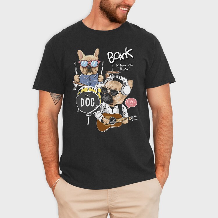 Rockin Pup Band Tee, Tricou Barbati (Unisex)