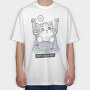 Cat In Jeans Vibes, Tricou Oversize Barbati (Unisex)