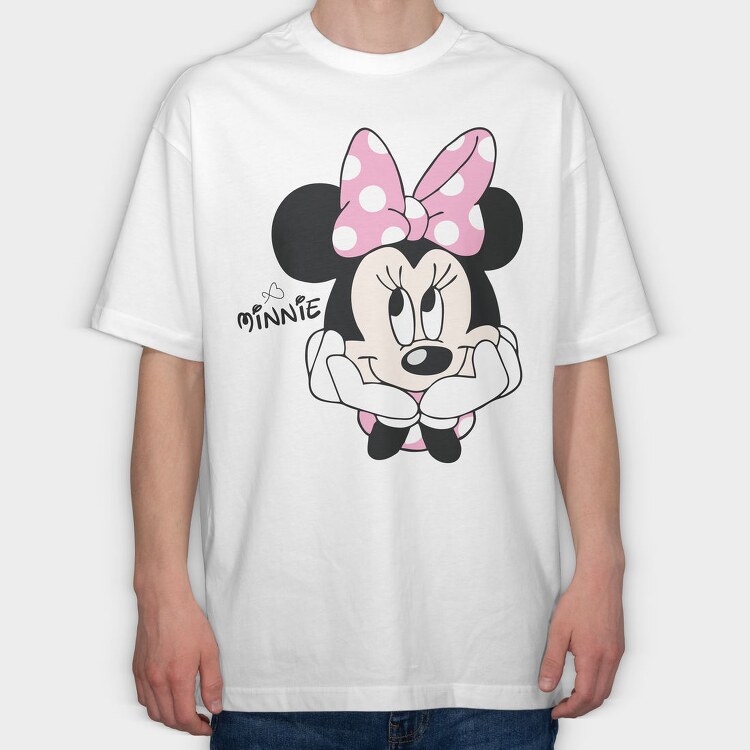 Minnie Mouse Bow Tie, Tricou Oversize Barbati (Unisex)
