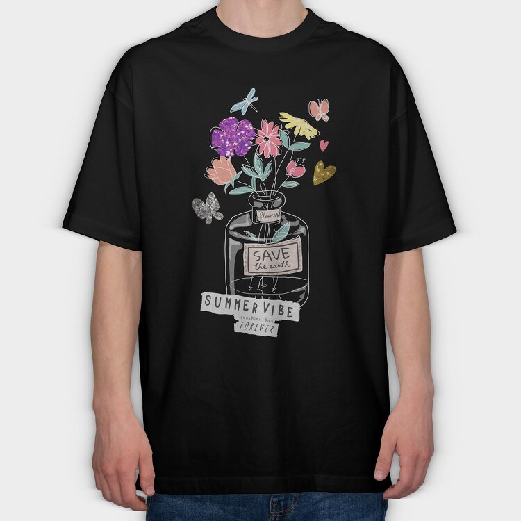 Summer Bouquet Vibes, Tricou Oversize Barbati (Unisex)