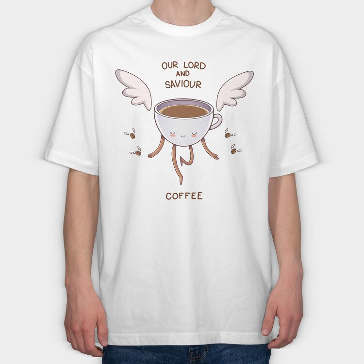 Flying Coffee Angel, Tricou Oversize Barbati (Unisex)