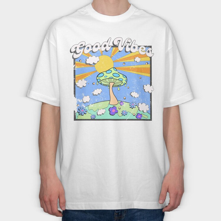 Good Vibes Mushroom, Tricou Oversize Barbati (Unisex)