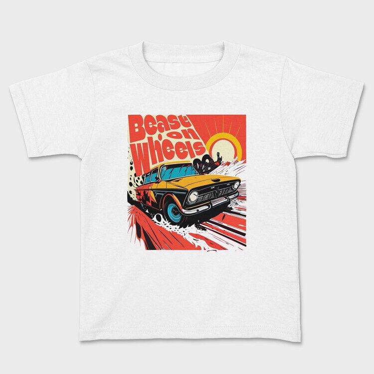 Beast on Wheels Hot Road Cars Comic, Tricou Copii