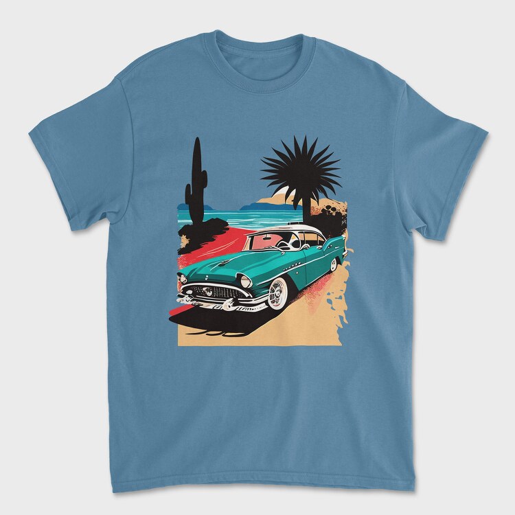 Classic Car Beach Sunset Trees, Tricou Barbati (Unisex)