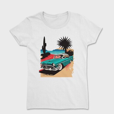 Tricou Femei, Classic Car Beach Sunset Trees