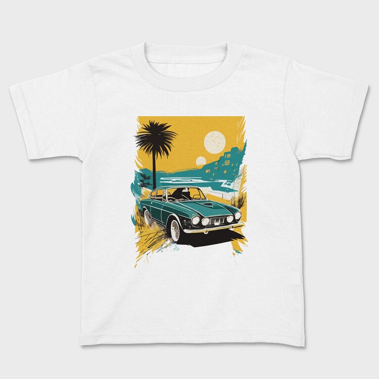 Tricou Copii, Classic Car Palm Trees Sun Sea City