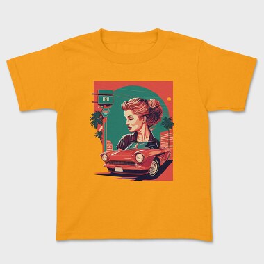 Classic Convertible Car Palm Tree, Tricou Copii