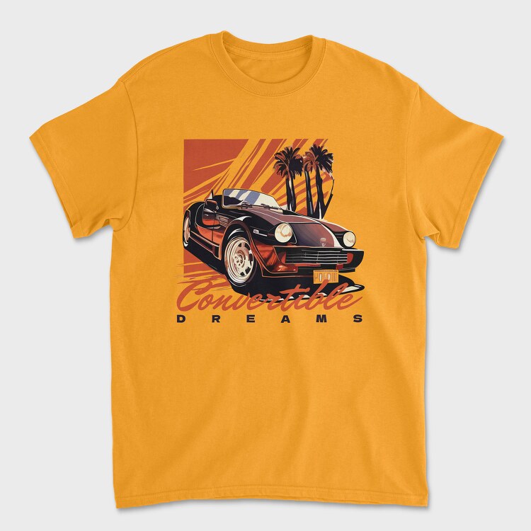 Tricou Barbati (Unisex), Classic Convertible Car Palm Trees