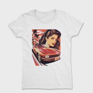 Classic Convertible With Woman and Trees, Tricou Femei