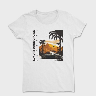 Classic Sports Car on Road Mountains Palm Vintage, Tricou Femei