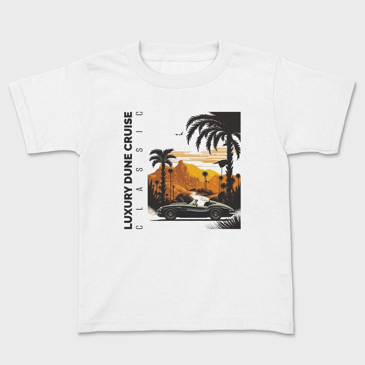 Classic Sports Car on Road Mountains Palm Vintage, Tricou Copii