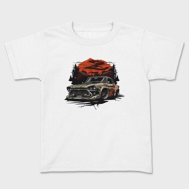 Custom Classic Car Sunset Clouds Trees, Tricou Copii