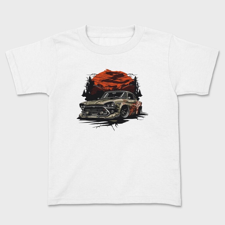 Custom Classic Car Sunset Clouds Trees, Tricou Copii