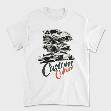 Custom Culture Japanese Customized Cars White, Tricou Barbati (Unisex)