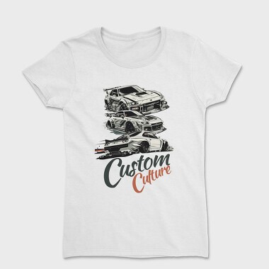 Custom Culture Japanese Customized Cars White, Tricou Femei