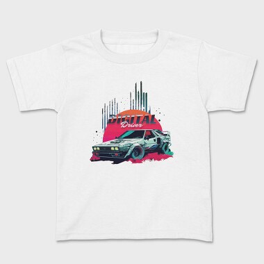 Tricou Copii, Digital Driver Futuristic Car Vaporwave