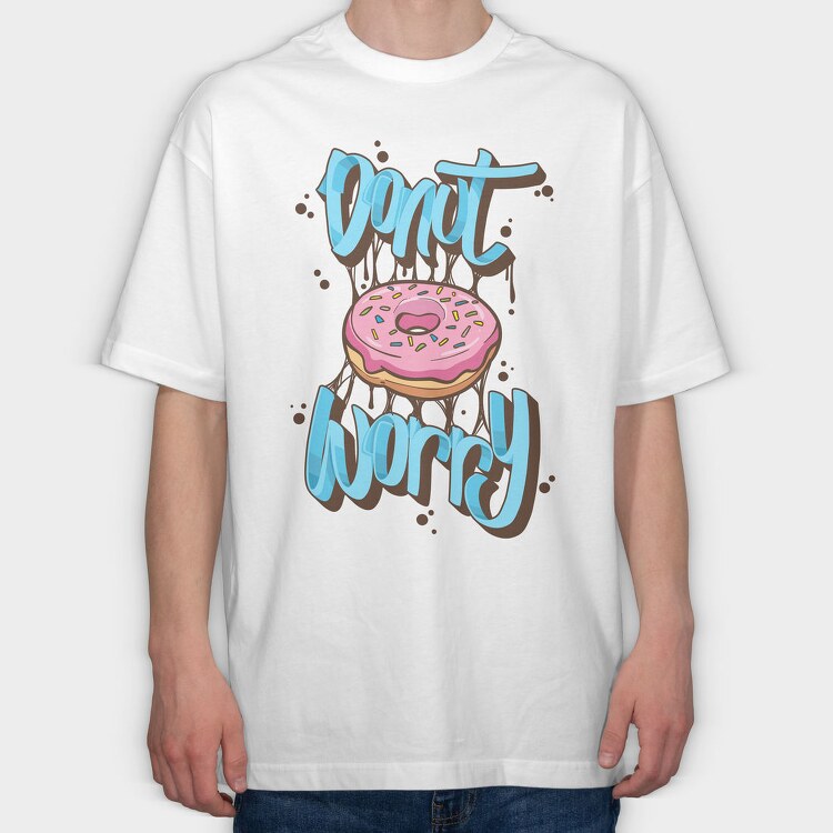 Donut Worry Be Happy, Tricou Oversize Barbati (Unisex)