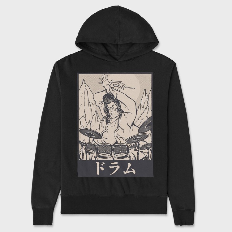 Samurai Drummer, Hanorac Oversize Barbati (Unisex)