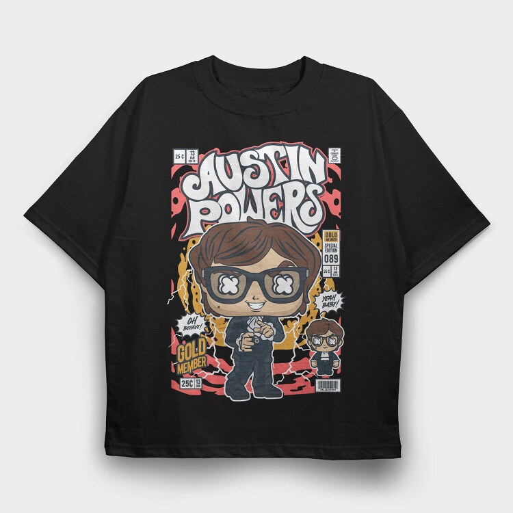 Austin Powers Pop Art, Tricou Oversize Barbati (Unisex)