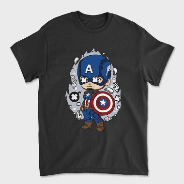 Captain America Chibi, Tricou Barbati (Unisex)