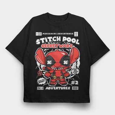 Deadpool Stitch Adventures, Tricou Oversize Barbati (Unisex)