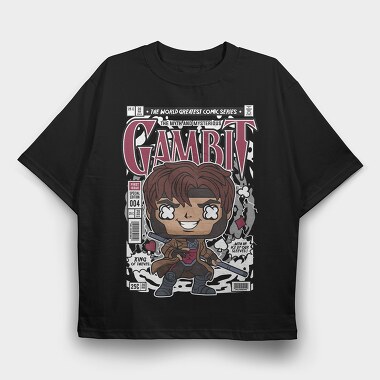 Gambit Comic Chibi, Tricou Oversize Barbati (Unisex)