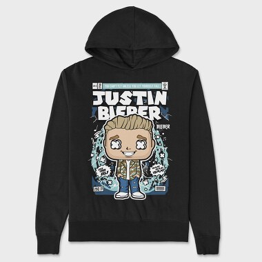 Justin Bieber Comic Pop Art, Hanorac Oversize Barbati (Unisex)