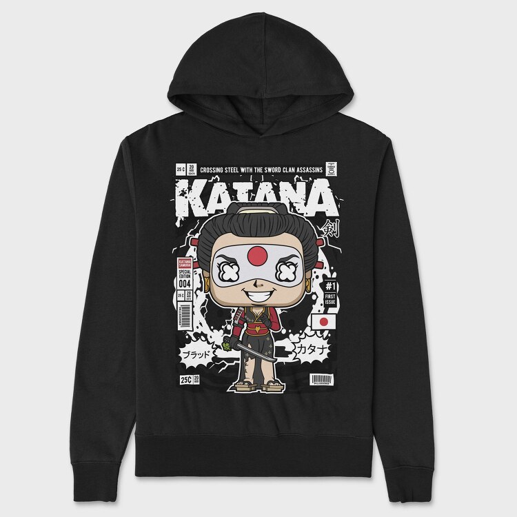 Katana Samurai Pop Art, Hanorac Oversize Barbati (Unisex)