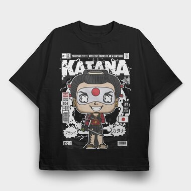 Katana Samurai Pop Art, Tricou Oversize Barbati (Unisex)
