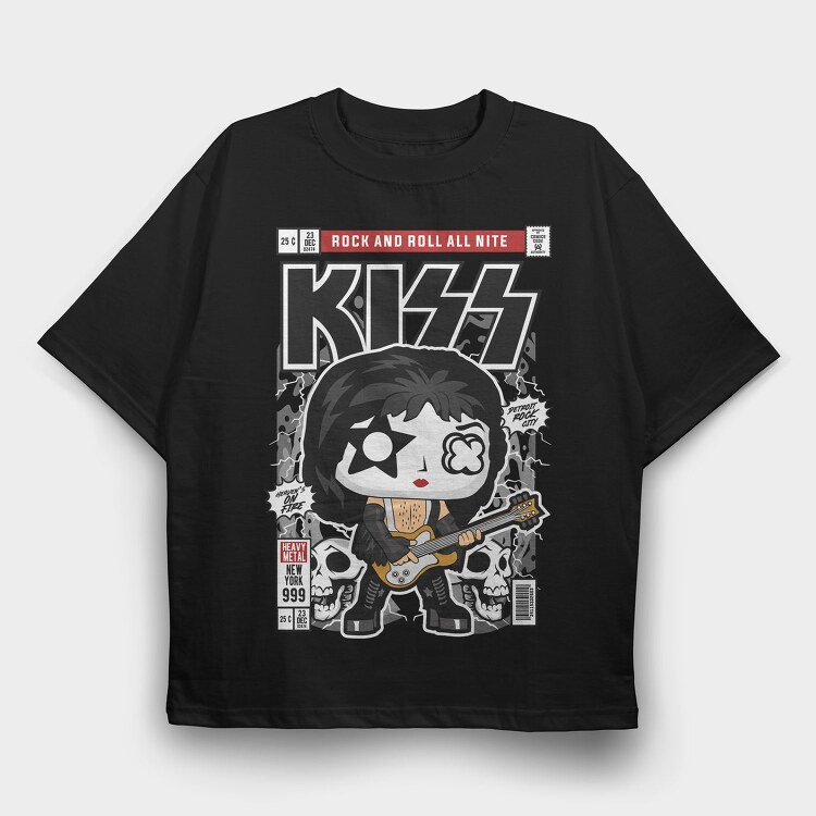 Kiss Rock Roll, Tricou Oversize Barbati (Unisex)