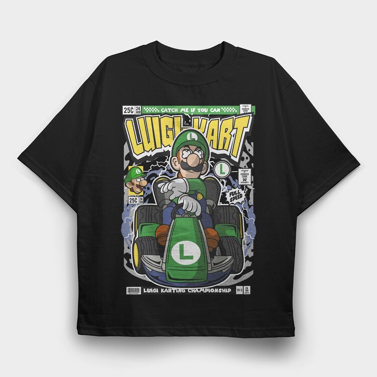 Luigi Kart Racing, Tricou Oversize Barbati (Unisex)