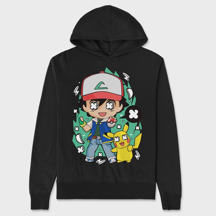 Pikachu Ash Streetwear, Hanorac Oversize Barbati (Unisex)