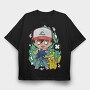 Pikachu Ash Streetwear, Tricou Oversize Barbati (Unisex)
