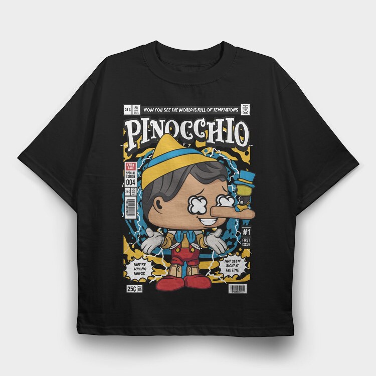 Pinocchio Pop Art, Tricou Oversize Barbati (Unisex)