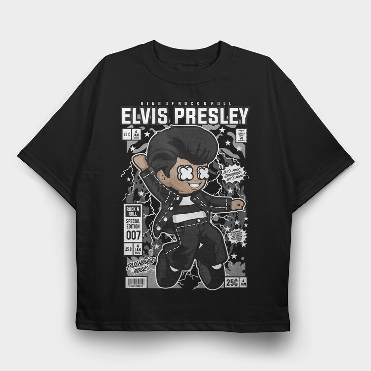 Rockstar Elvis Comic, Tricou Oversize Barbati (Unisex)
